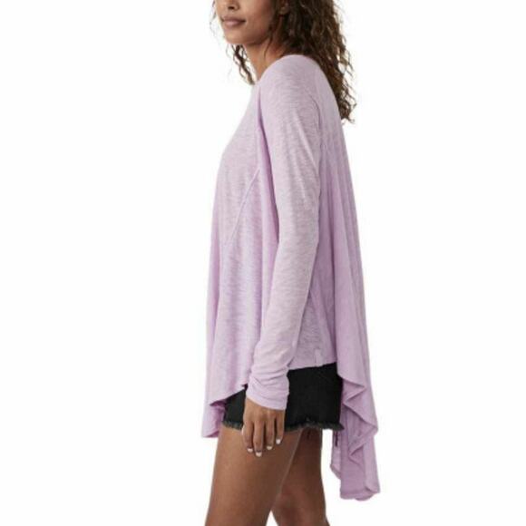 Free People We The Free Aria Trapeze Hem Oversized Semi-Sheer Long Sleeve Tee - Picture 3 of 16